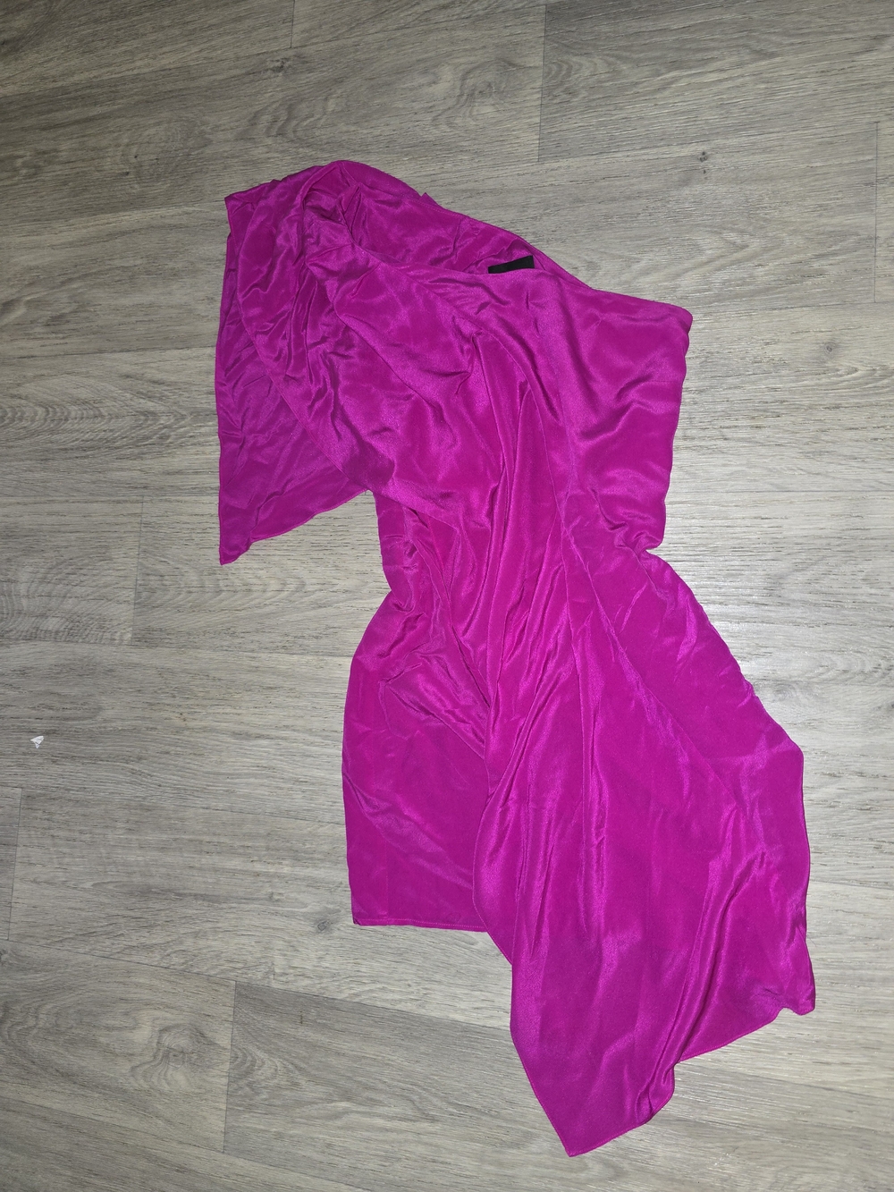 Greylin One-Shoulder Asymmetrical Hot Pink Dress